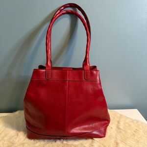 Patricia Nash Mallory Scarlet Red Leather Convertible Tote Bag